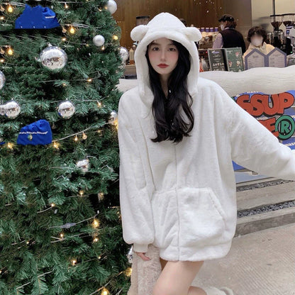 Teddy Bear Ear Faux Fur Coat