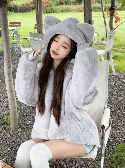 Kawaii Cat Ear Fleece Coat