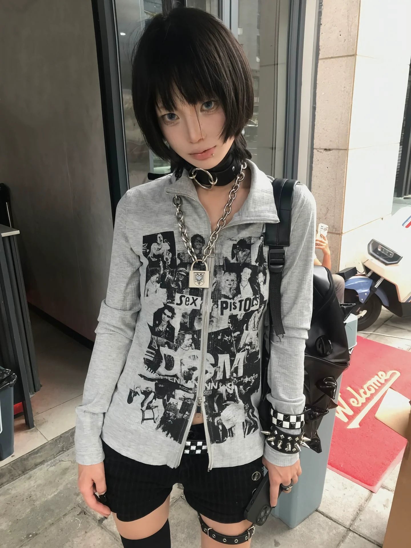 Punk Y2K Visual Kei Sheer Cardigan Early Autumn Slim Fit Long Sleeve Vintage Top