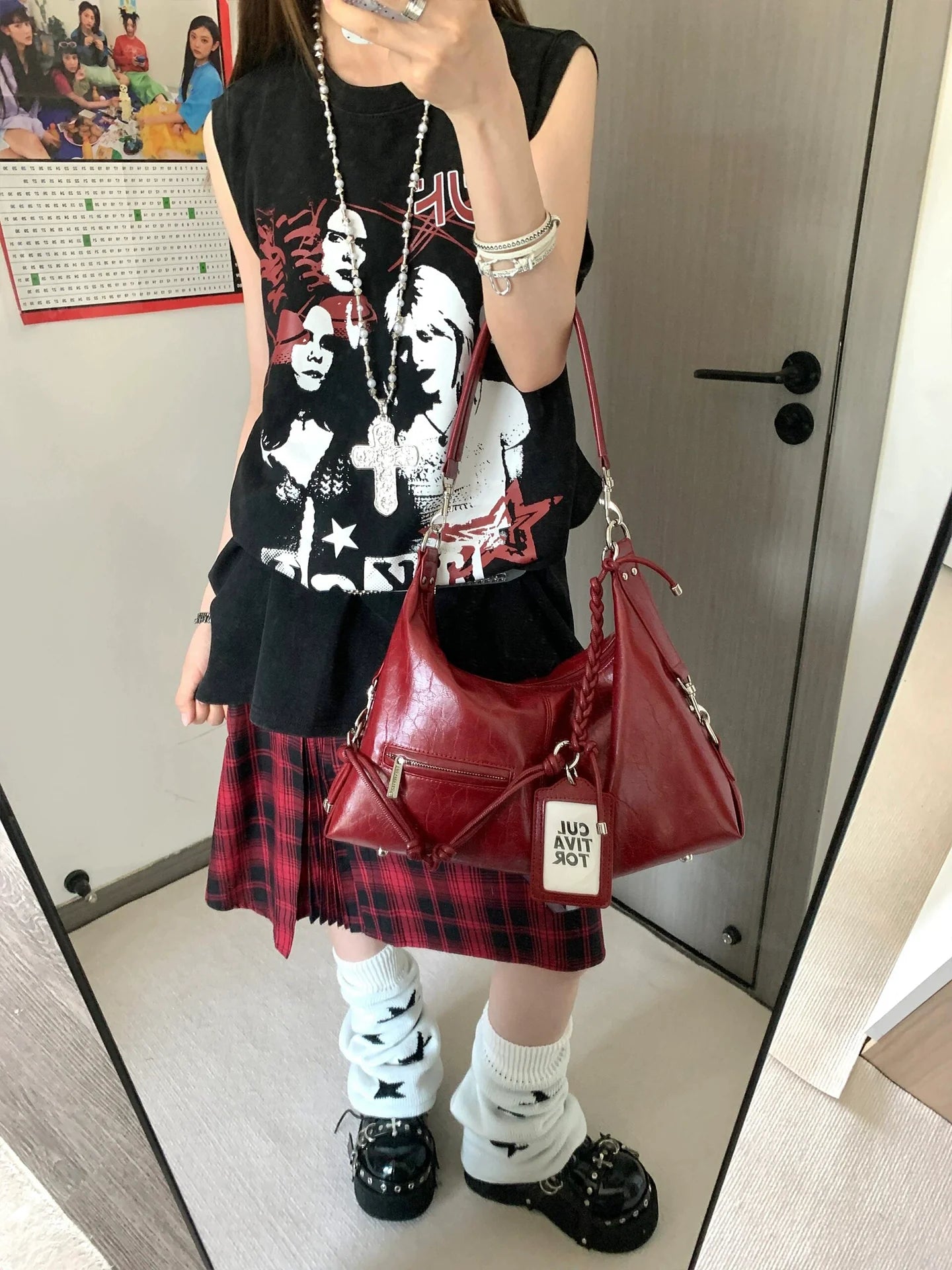 Punk Washed Convertible Long Sleeve Tee Detachable Tank Top Design