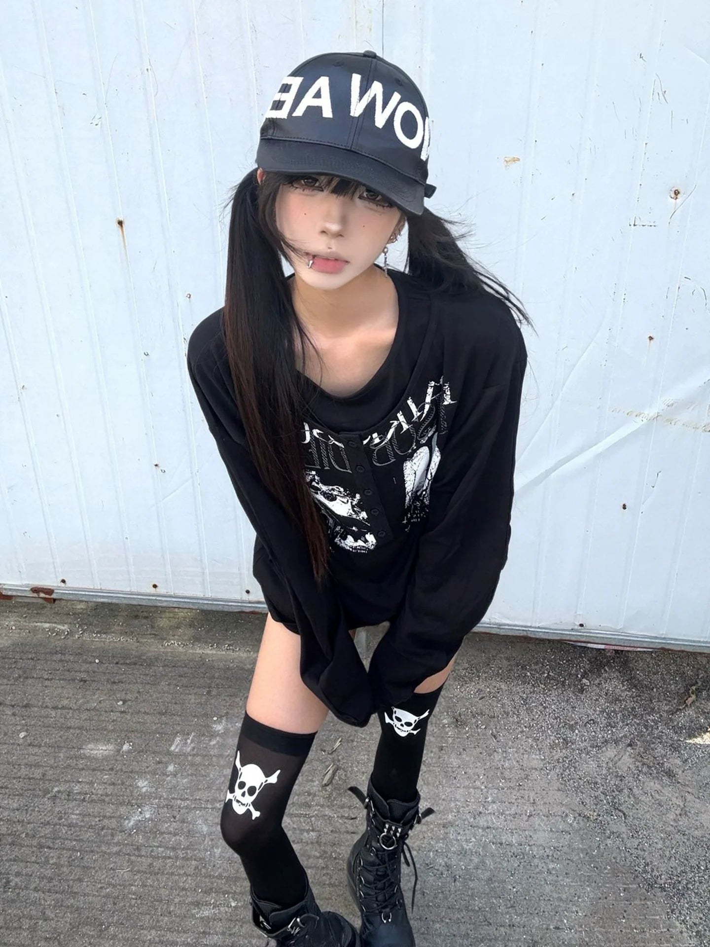 Y2K Visual Henley Long Sleeve Tee