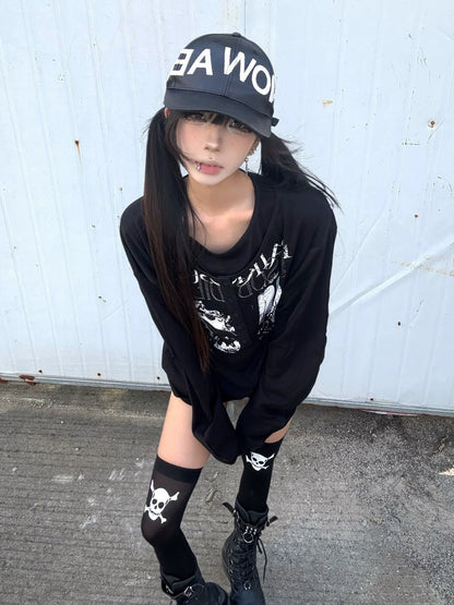 Y2K Visual Henley Long Sleeve Tee