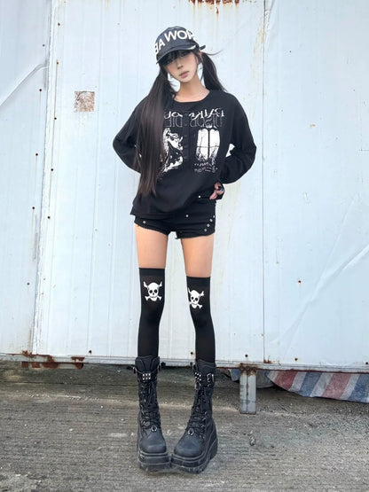 Y2K Visual Henley Long Sleeve Tee