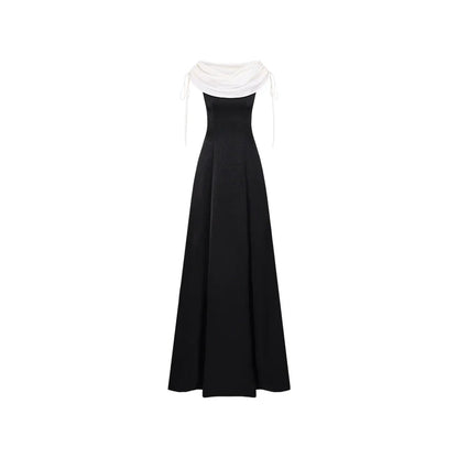 French Royal-Style Cowl-Neck Hepburn-Inspired Maxidress
