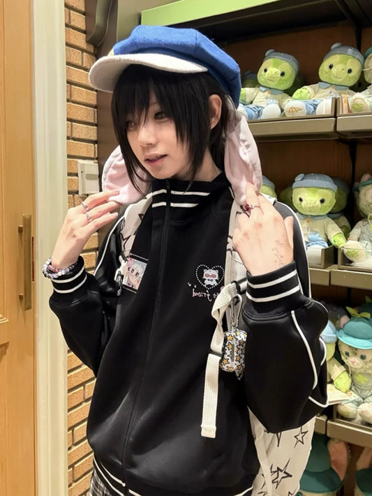 Vintage Sport Zip-Up Jacket for Autumn Winter