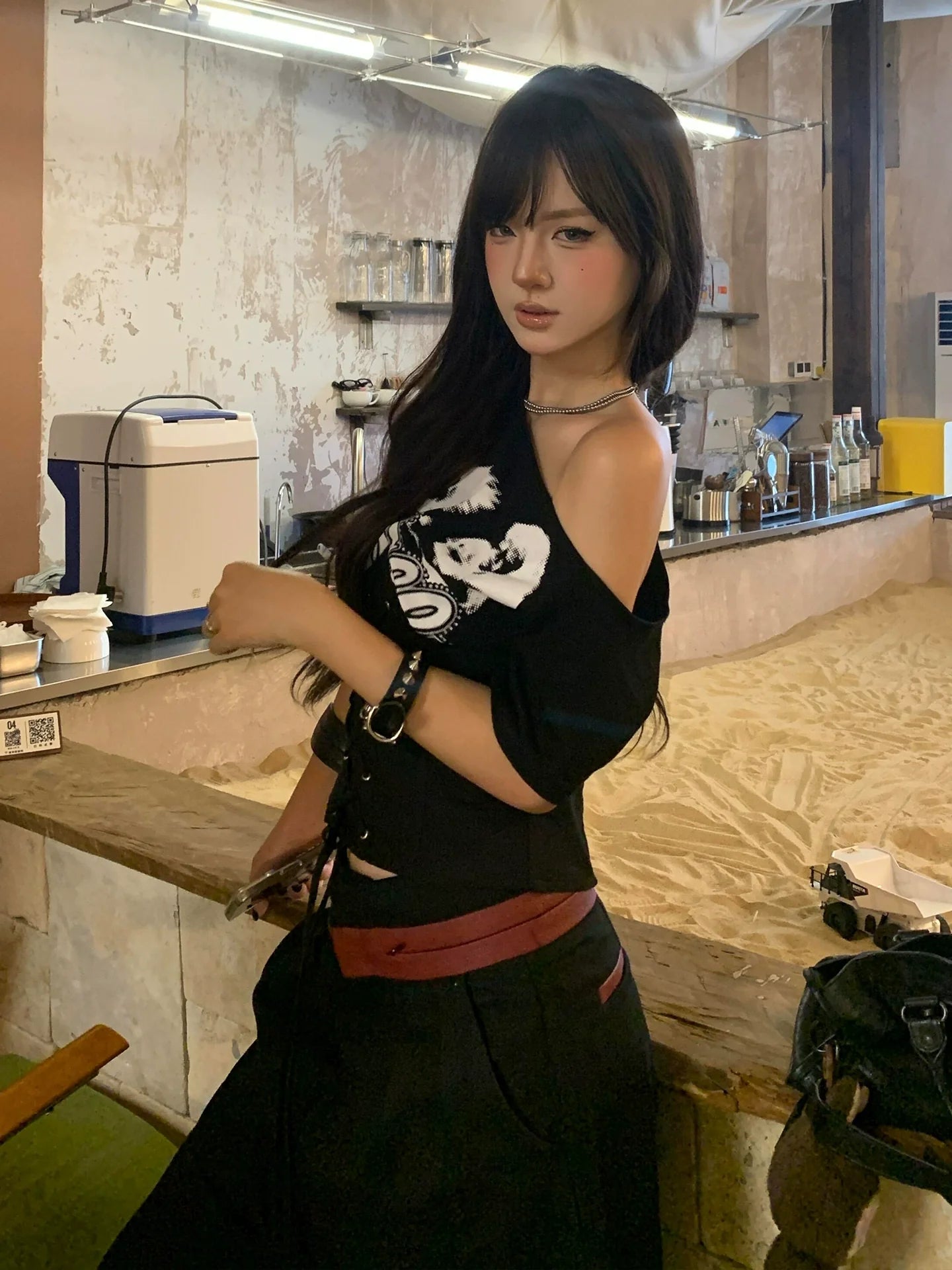 Y2K Hot Girl Off-Shoulder Lace-Up Corset Tee  Slim Fit Cropped Summer Top