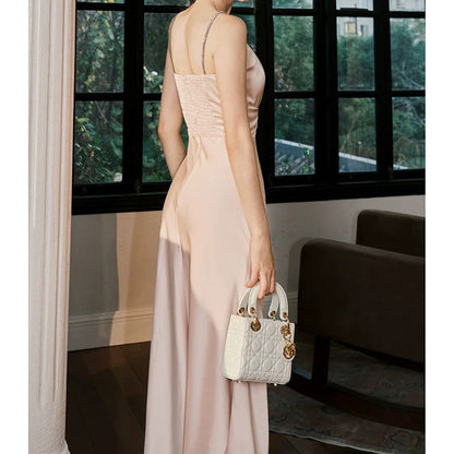 French Halter Satin Mermaid Gown Dress