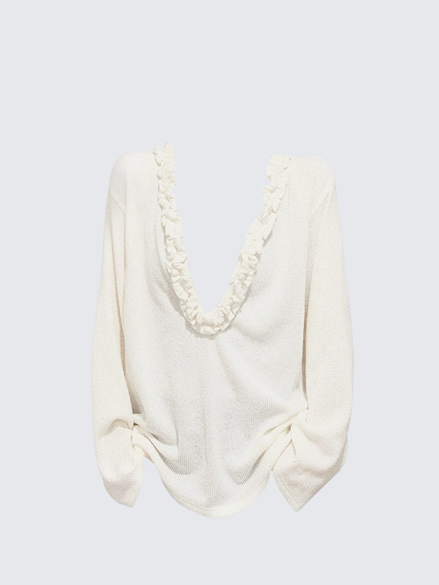 White Frill V-Neck Tee