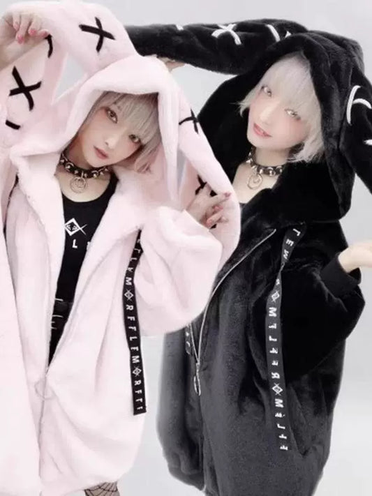 Cute Bunny Ear Plush Coat
