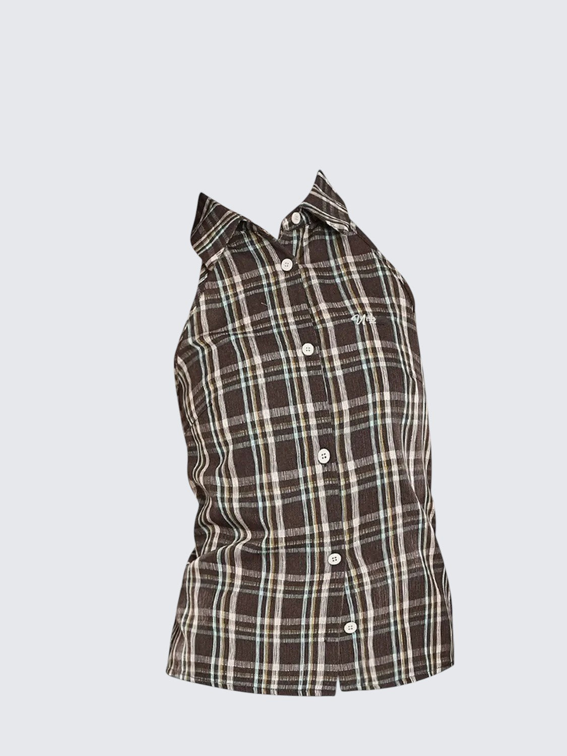 American Vintage Brown Plaid Vest