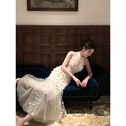 Modern Chinese Embroidered Mesh Mermaid Gown Dress – Unique National Style Dress