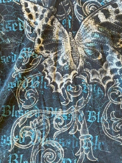 Tie-Dye Butterfly Subculture Y2K Shibuya Girl Abi American Vintage V-neck Slim-Fit Top