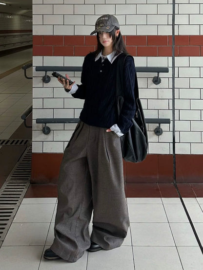 Old Money Cable Knit Polo Sweater Cleanfit Layered Top