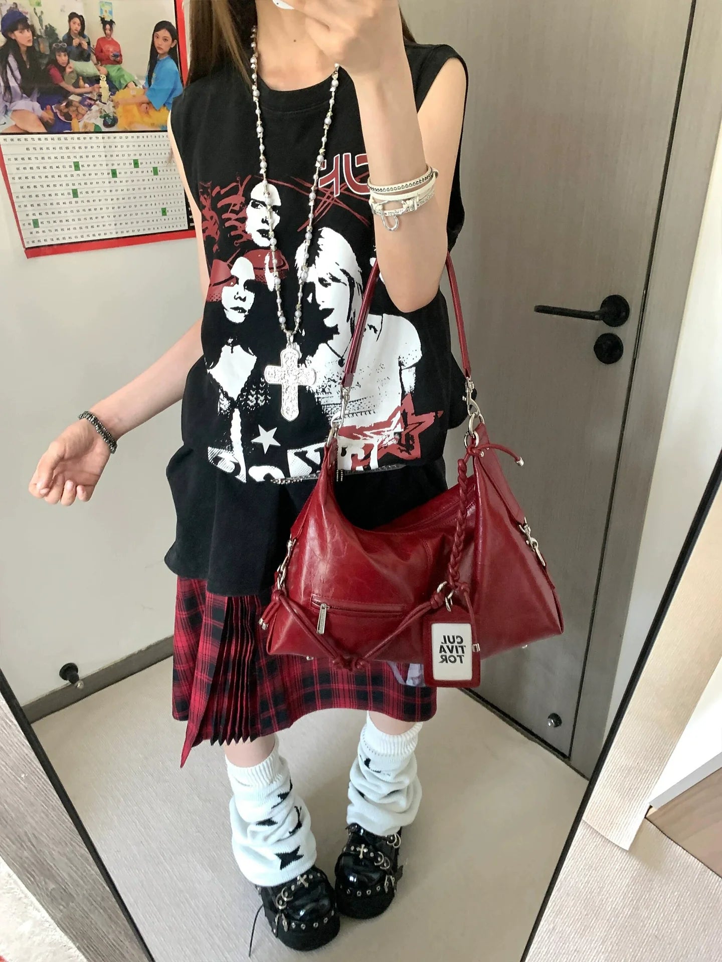 Punk Washed Convertible Long Sleeve Tee Detachable Tank Top Design