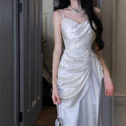 French Satin Lace Formal Gown Dress