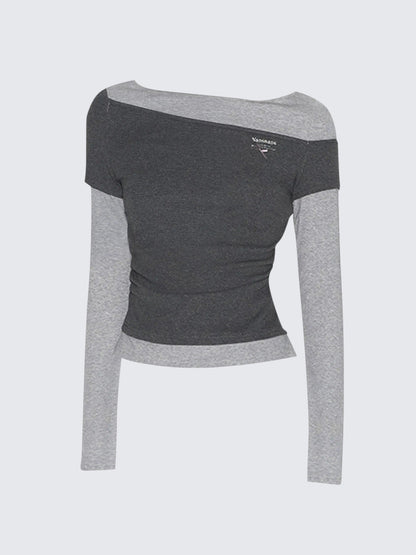 American Vintage Asymmetric Faux Two-Piece T-Shirt