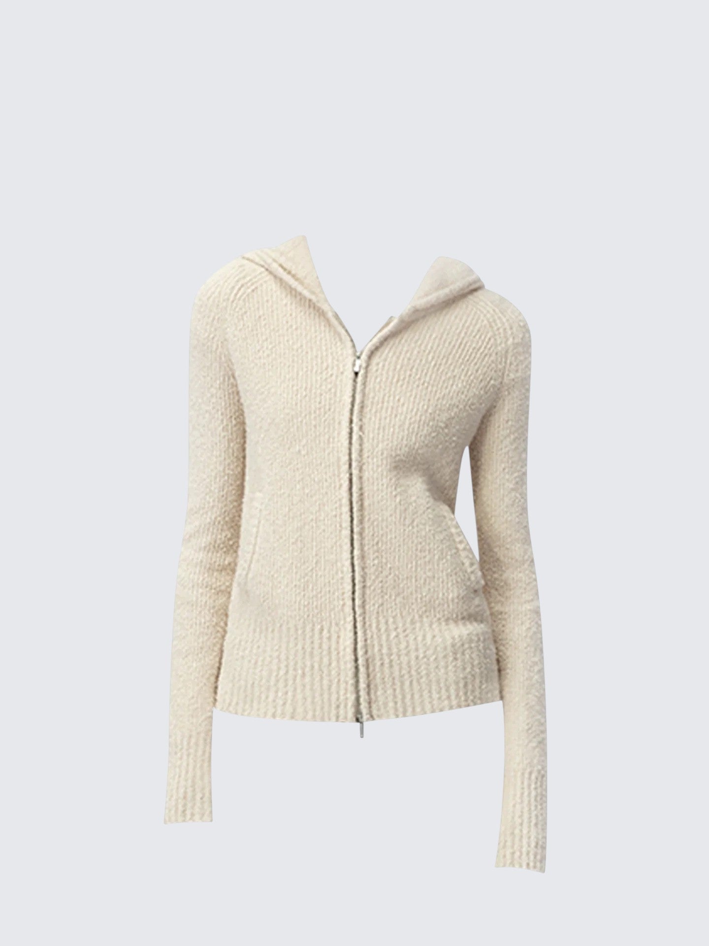 Hooded Zip Knit Cardigan