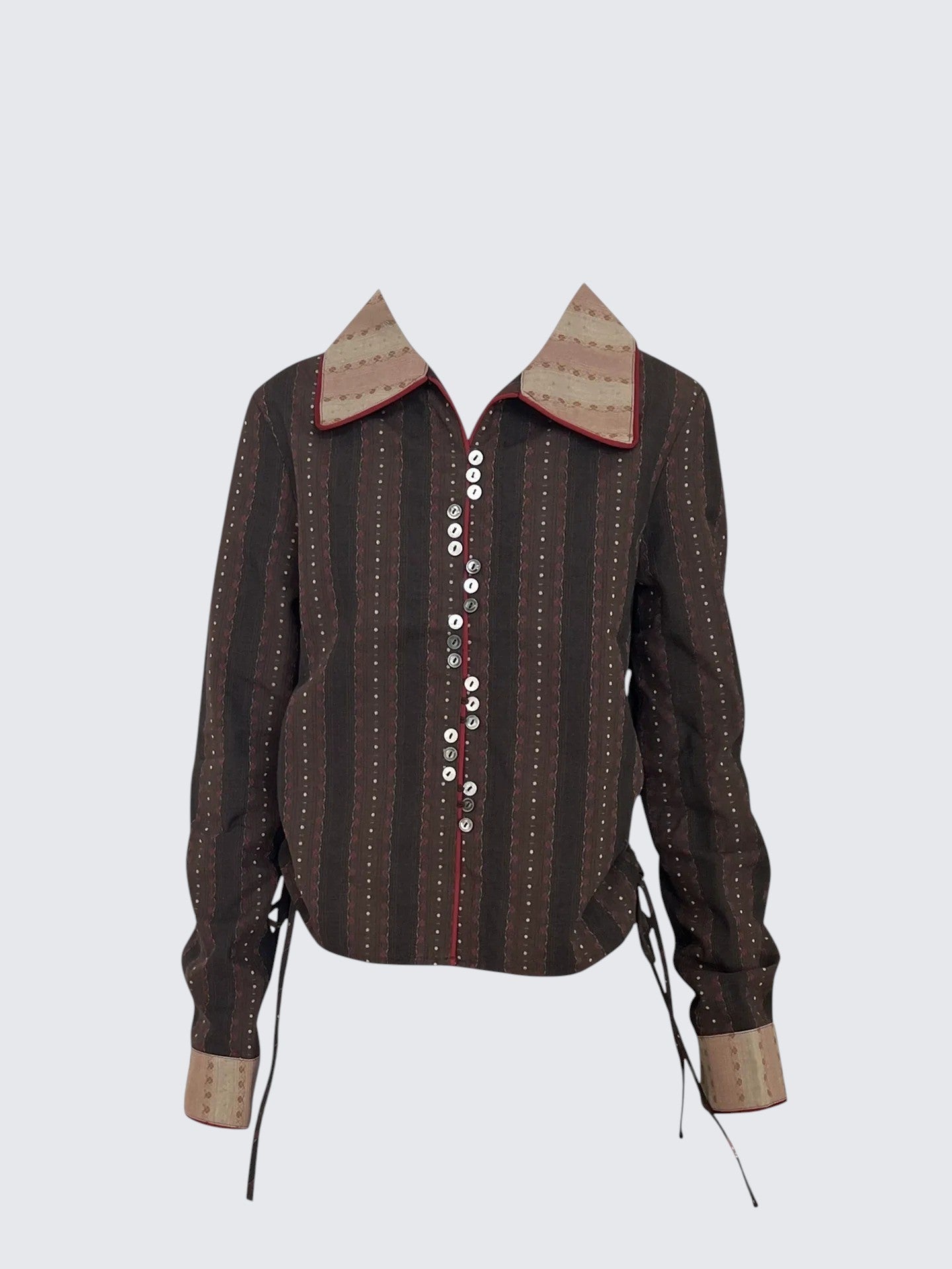 Striped Lace Long Sleeve Shirt