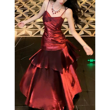 Mermaid Red Ruffle High-End Gown Dress