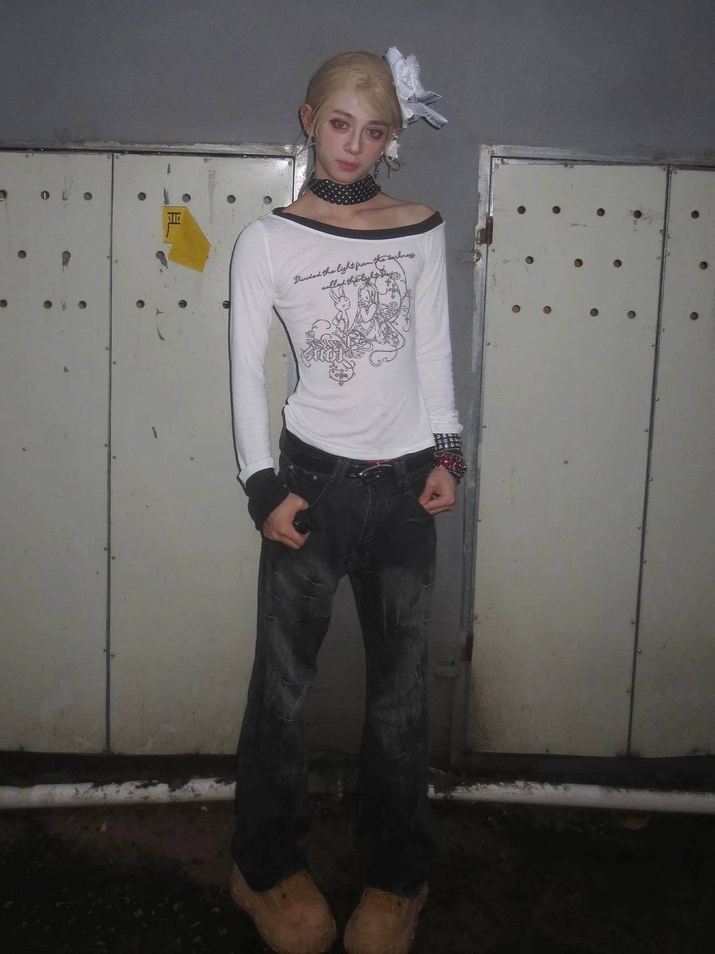 Y2K Light Shoulder Colorblock Long Sleeve Tee