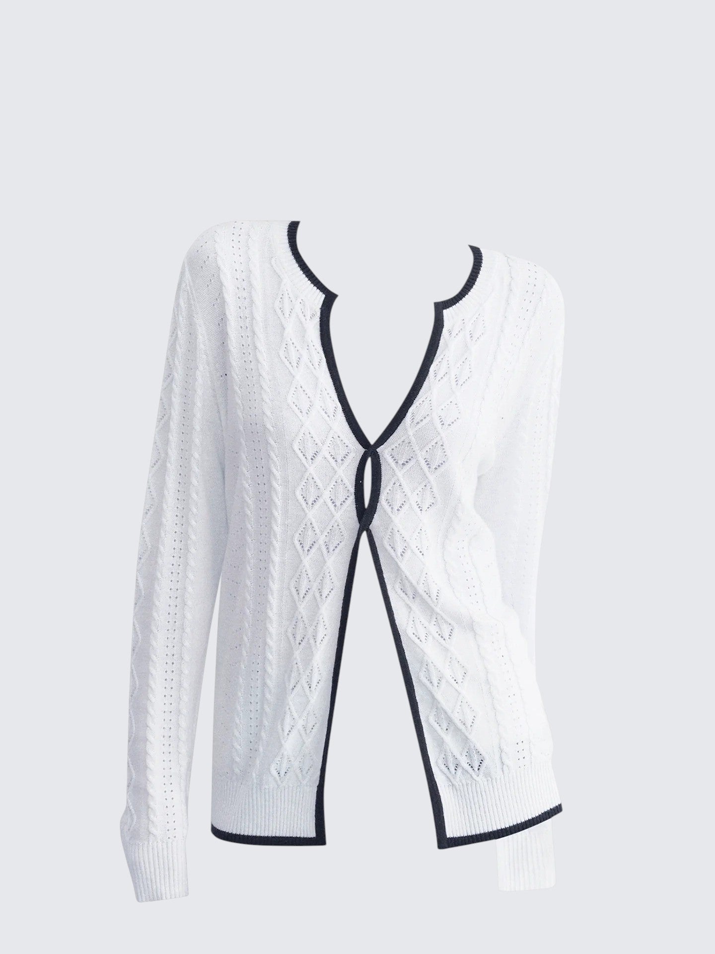 Hollow Tie Front Knit Cardigan Women