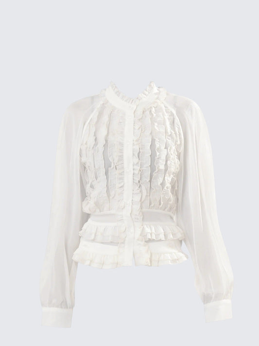 French Court-Style Chiffon Blouse