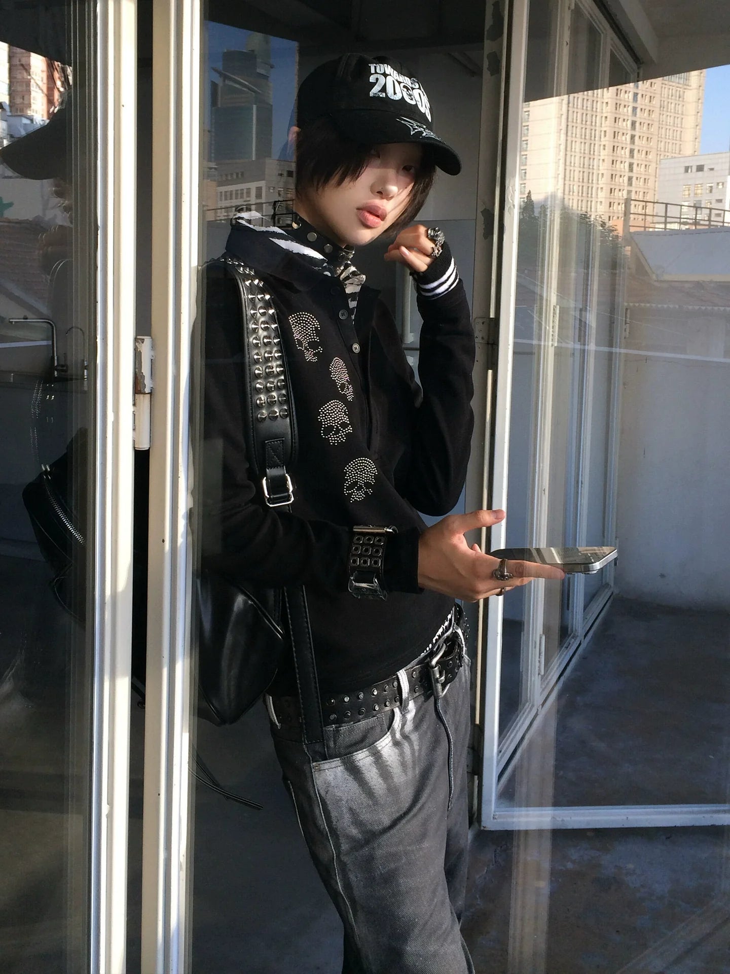 Y2K Fake Layer Polo Long Sleeve Tee Autumn-Winter Slim Fit Visual Kei Punk Top