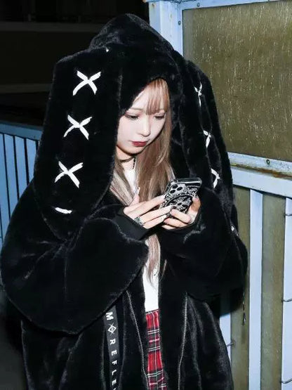 Harajuku Bunny Ear Faux Fur Coat