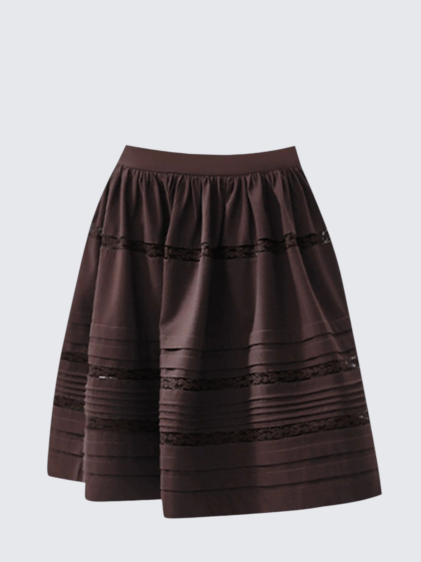 Lace Paneled Midi Skirt