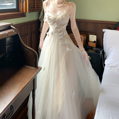 Butterfly Tulle Halter Gown Dress