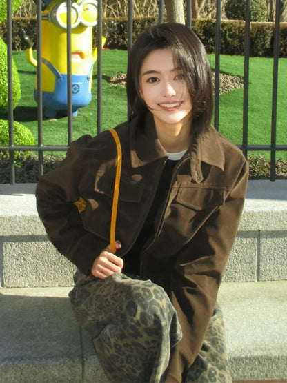 Vintage Suede Shoulder Jacket for Early Autumn