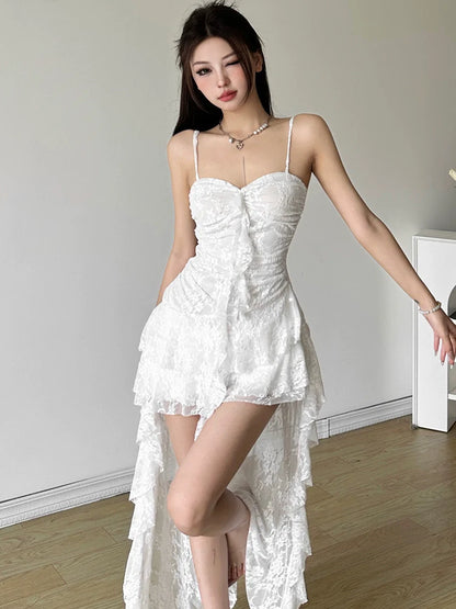 Soft Sexy Lace Camisole Asymmetrical Mini Dress