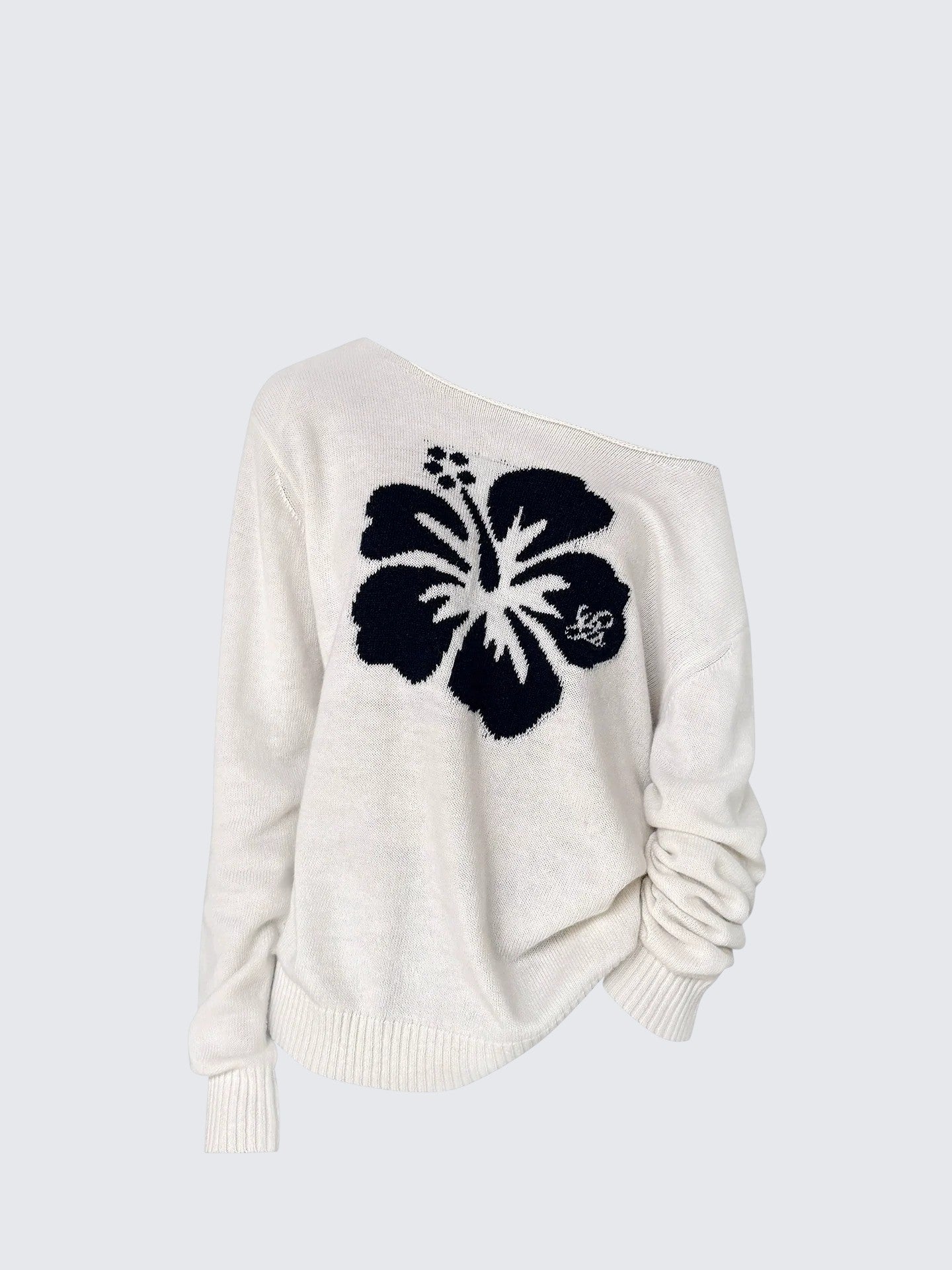 Floral Off Shoulder Knit Sweater Women