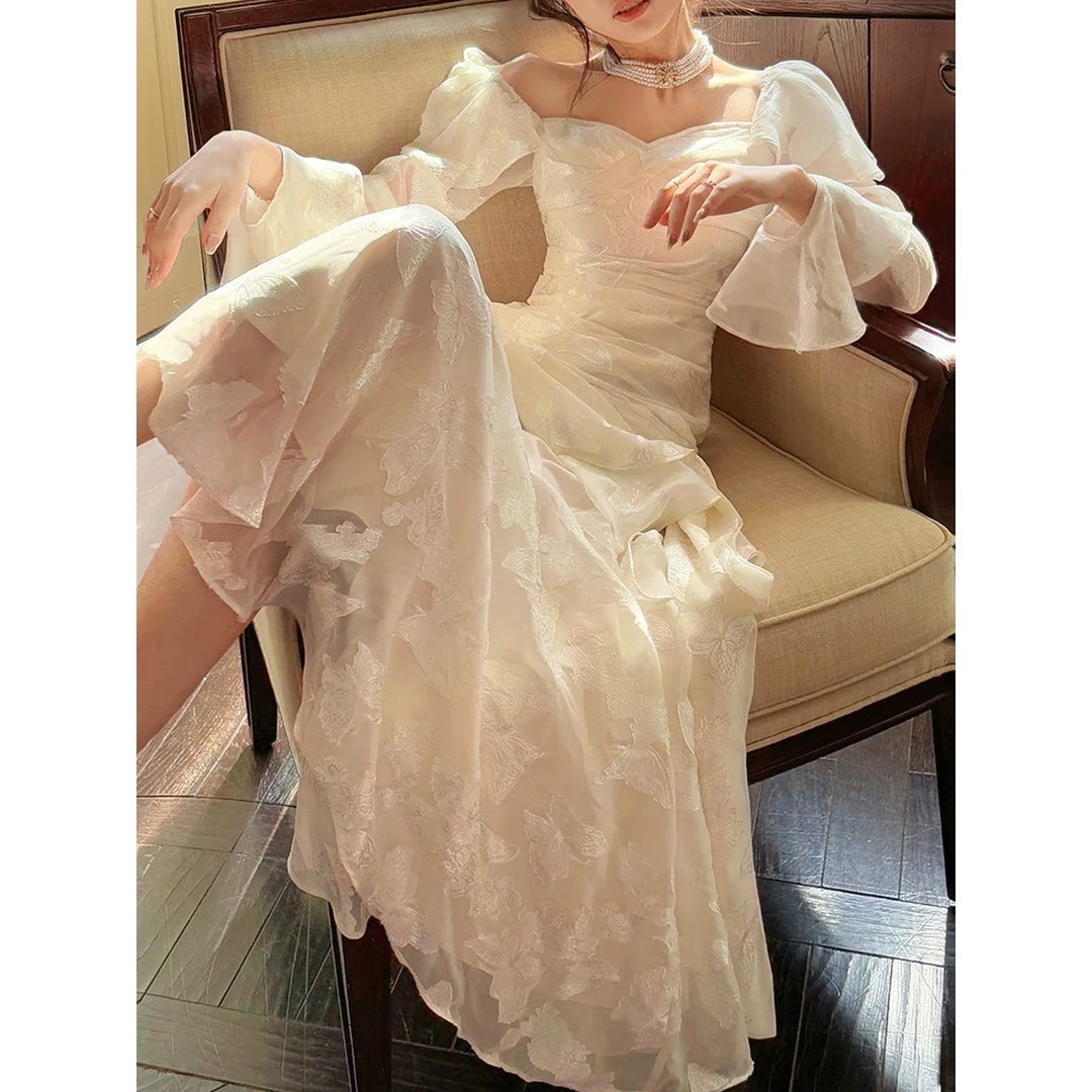 Mermaid Butterfly Jacquard Gown Prom Dress