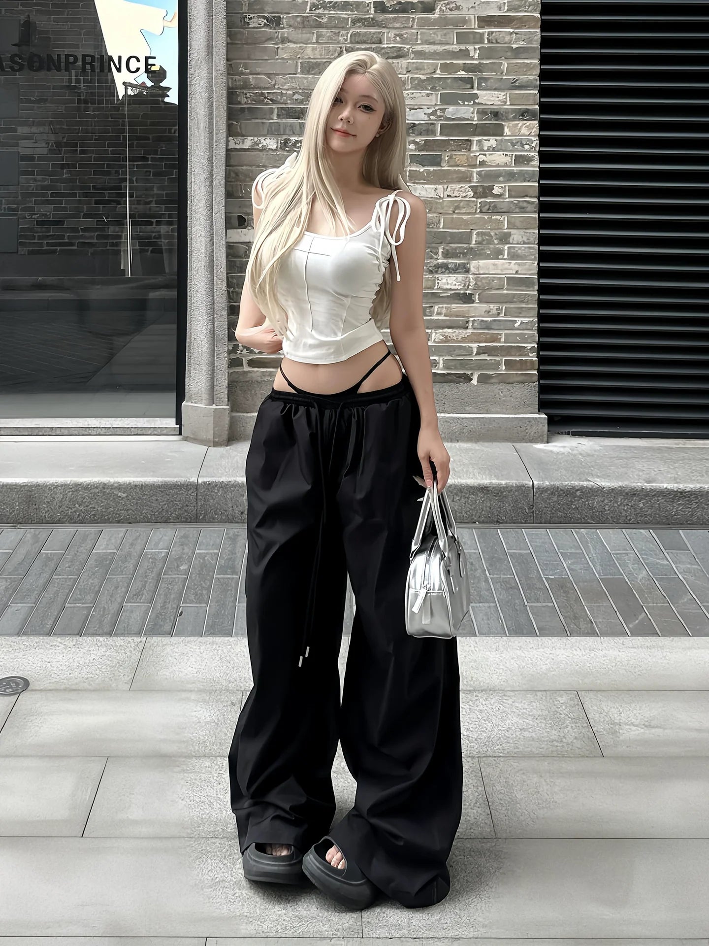 Retro Low Waist Wide Leg Pants Casual Trousers