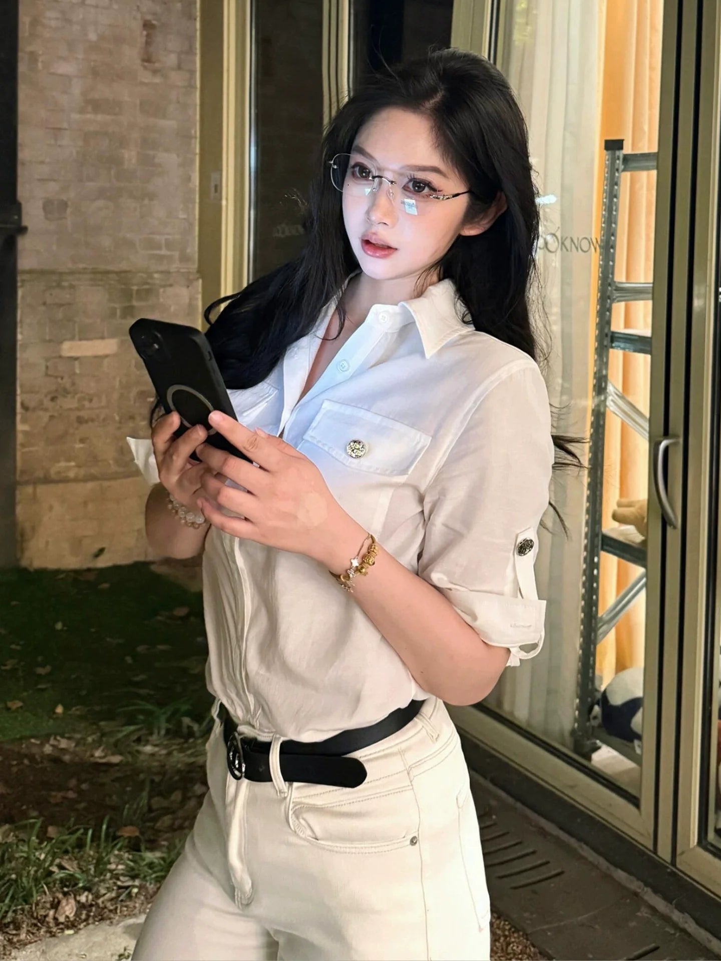 Old Money White Short Sleeve Shirt Summer Casual Slim Fit Lazy Chic Spicy Girl Top