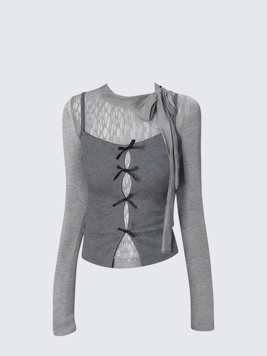 Korean Bow Tie Layered Tee