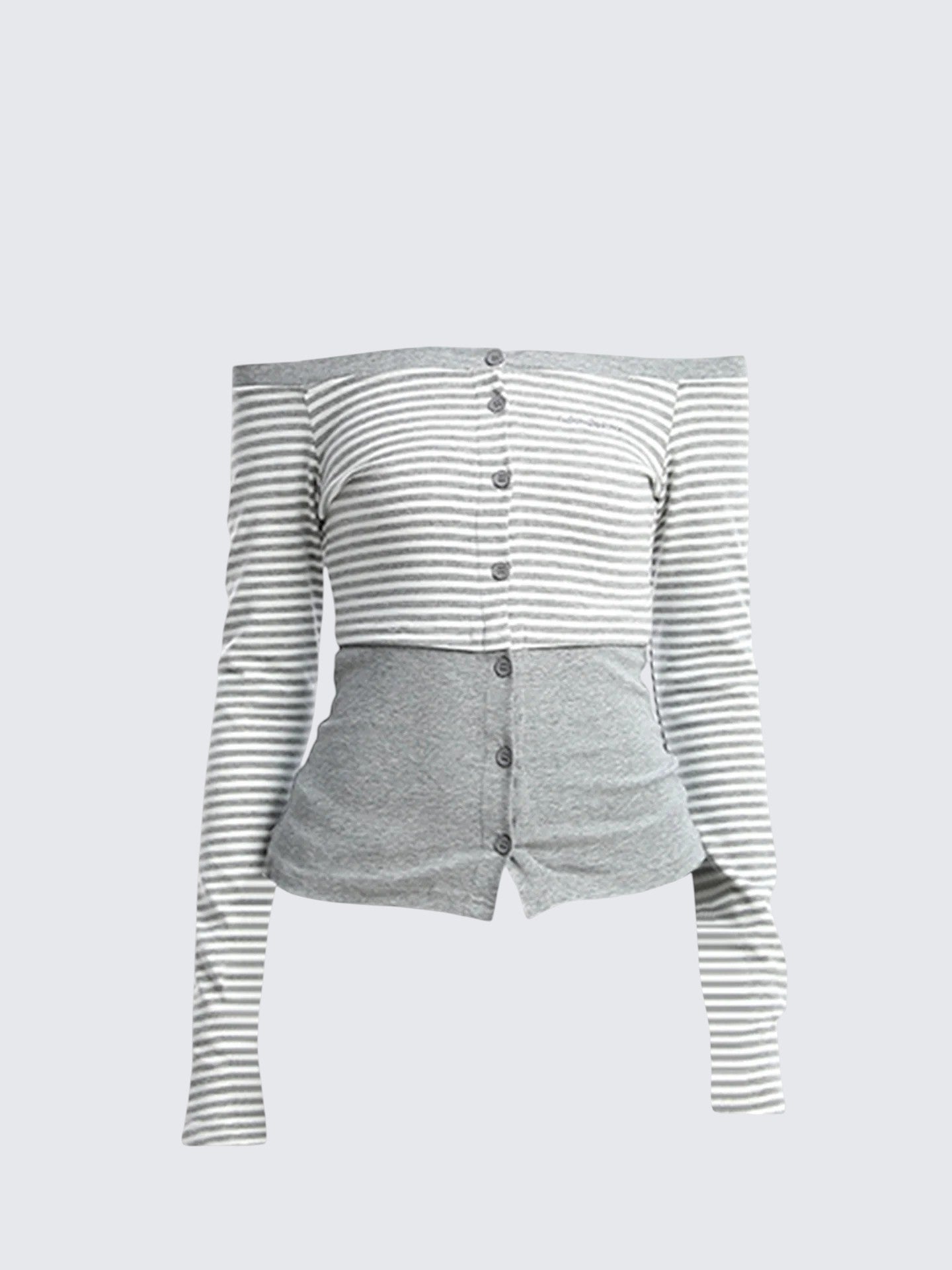 Korean Colorblock One-Shoulder Knit