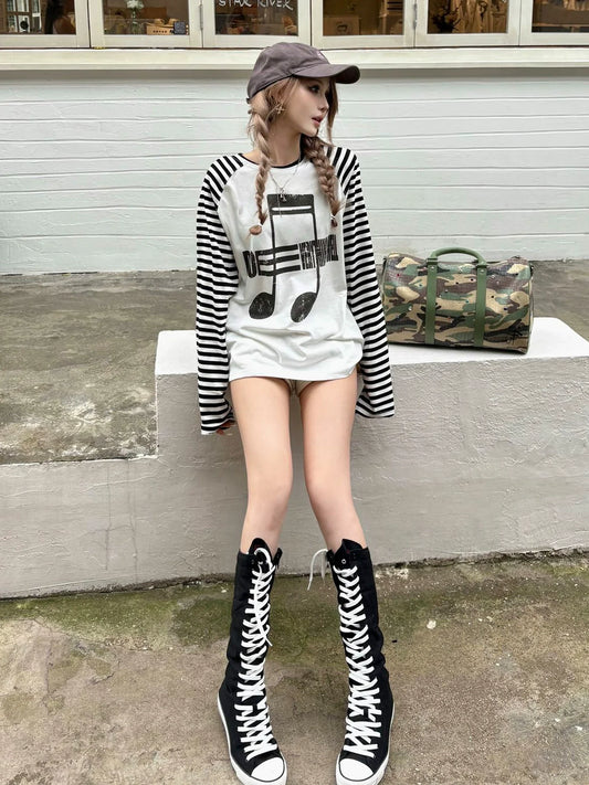 Y2K Light Shoulder Patch Long Sleeve Tee