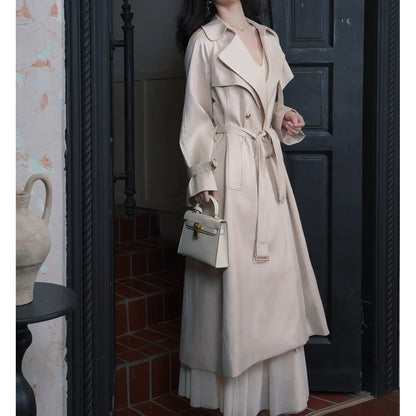 New Korean Double Breasted Long Trench Coat