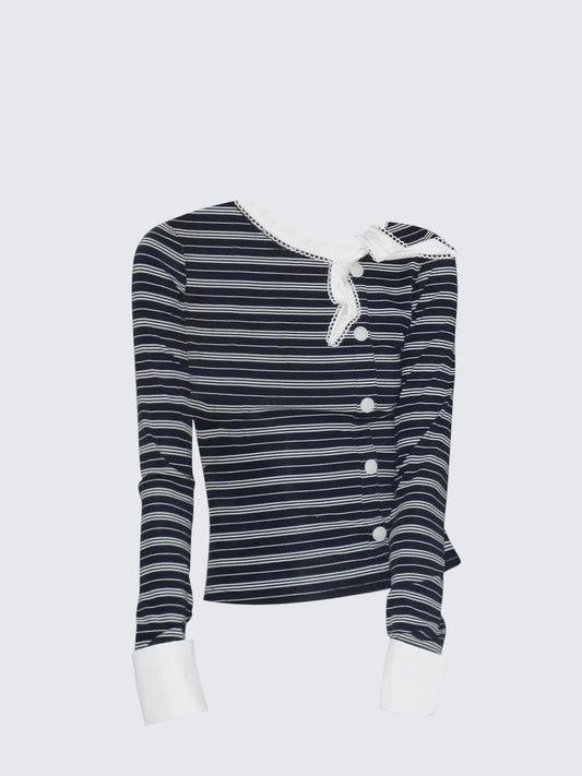American Retro Striped Bow T-shirt