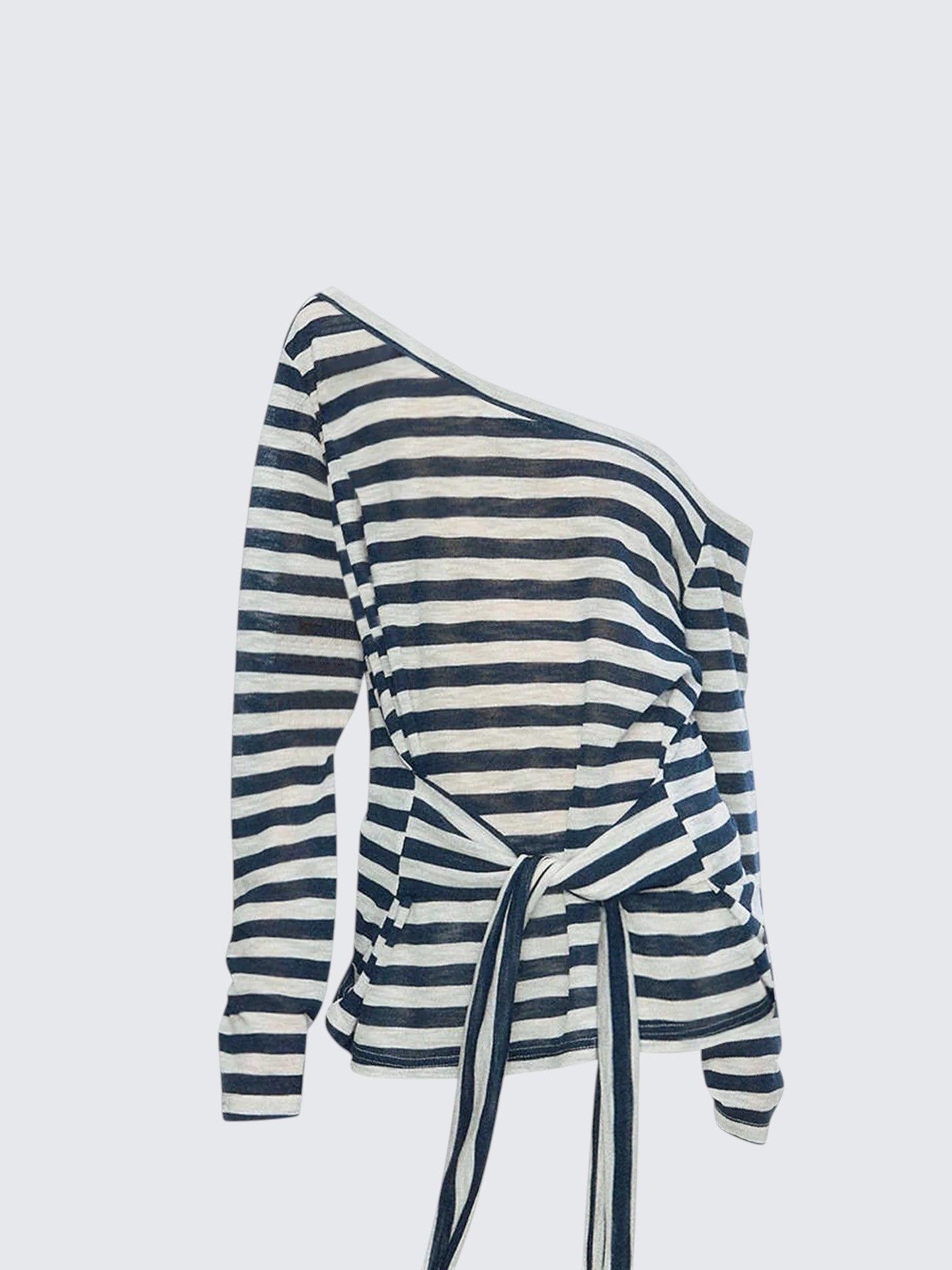 Korean Original Striped One Shoulder Tee