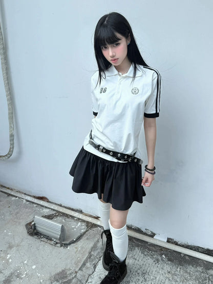 American Cooling Polo Shirt Structured Shoulder Fitted Short Sleeve Preppy Sporty Top