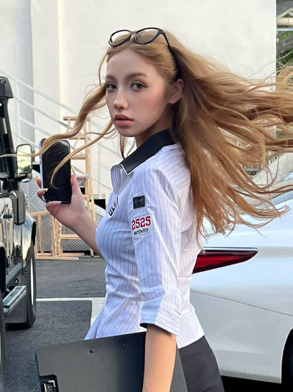 Retro Fitted Striped Short Sleeve Shirt