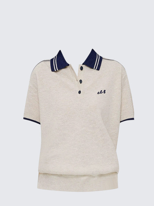 Linen Colorblock Polo Tee