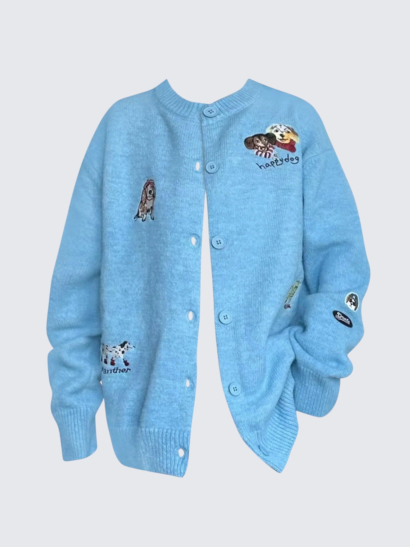 Blue Dog Embroidered Knit Cardigan Women