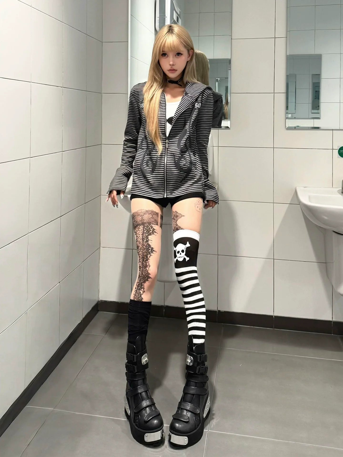 Visual Kei Slim Fit Hoodie Autumn-Winter Zipper Pullover Visual Kei Punk Top