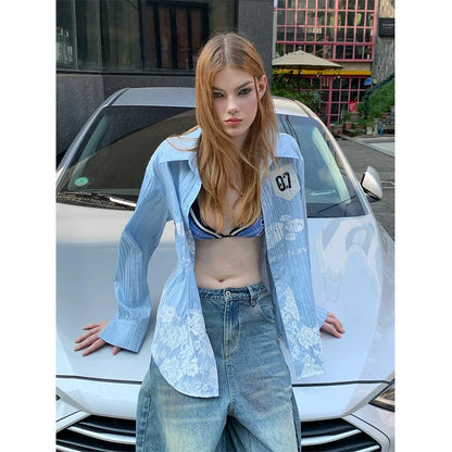 Vintage Blue Striped Shirt