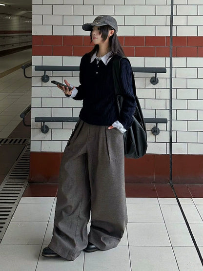 Old Money Cable Knit Polo Sweater Cleanfit Layered Top