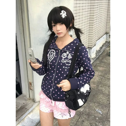 Devil Hoodie Double Zip-Up Jacket for Autumn Winter